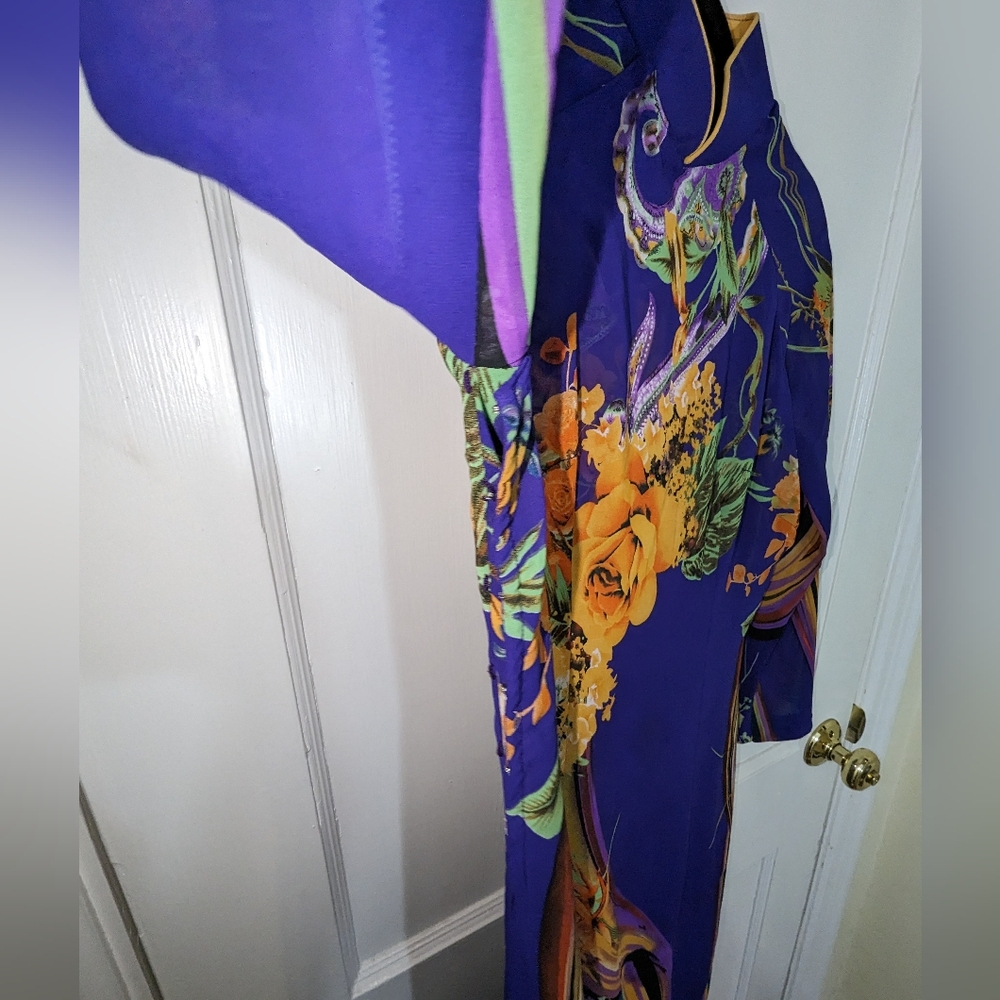Vintage floral purple cheongsam dress - Picture 3 of 4